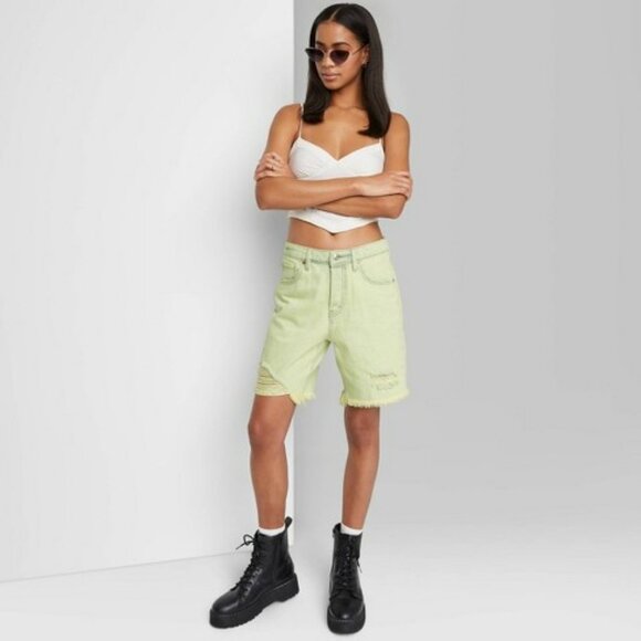 Wild Fable High Rise Bermuda Jean Shorts 00 Denim New NWT - Picture 1 of 5
